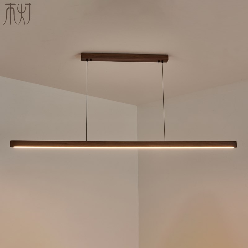 2025新款中古风胡桃木餐厅吊灯新中式饭厅茶室极简一字长条餐桌灯