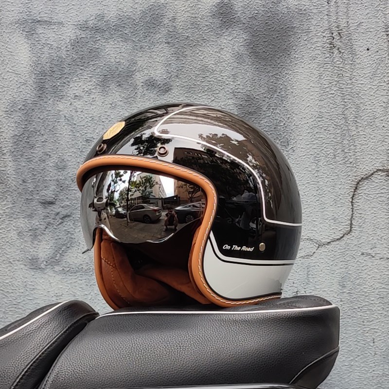 ORZ摩托车复古头盔男女半盔巡航3/4情侣盔踏板小牛夏季个性3C认证