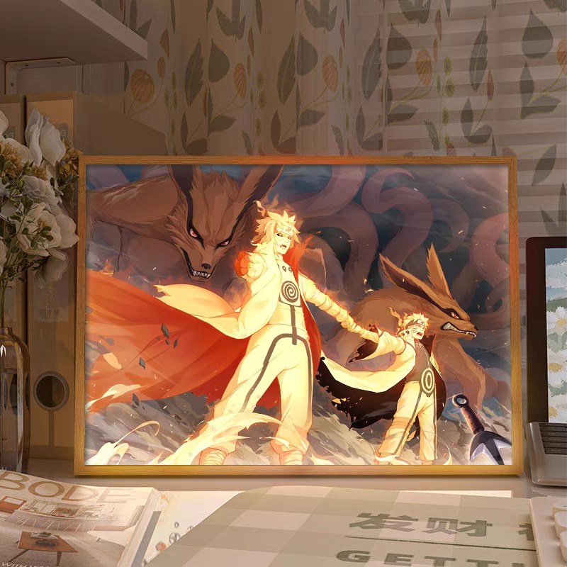 火影忍者灯光画鸣人佐助相框手办摆件二次元动漫周边小夜灯装饰画