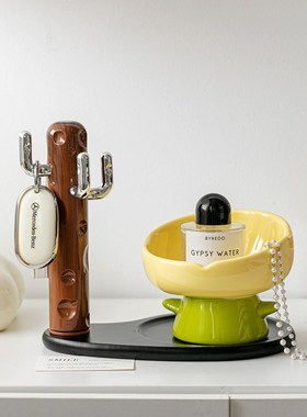 入户玄关钥匙收纳摆件桌面花朵置物架客厅装饰品乔迁新居礼物