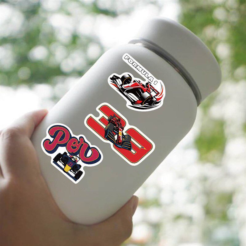 50张F1赛车速度与激情户外运动卡通涂鸦贴纸装饰笔记本头盔相框画