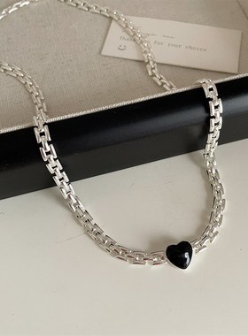 滴油爱心链条金属项链女小众设计复古个性简约百搭气质颈链锁骨链