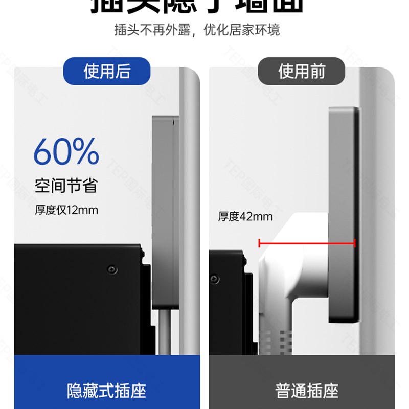 国际电工防水隐形插座嵌入式内凹隐藏内嵌式插座冰箱五孔86型面板
