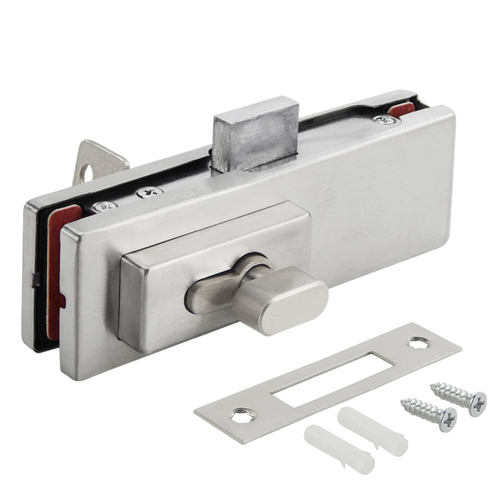 玻璃门地锁店铺地弹簧门锁夹不锈钢玻璃门夹锁铜锁芯通用型地插锁