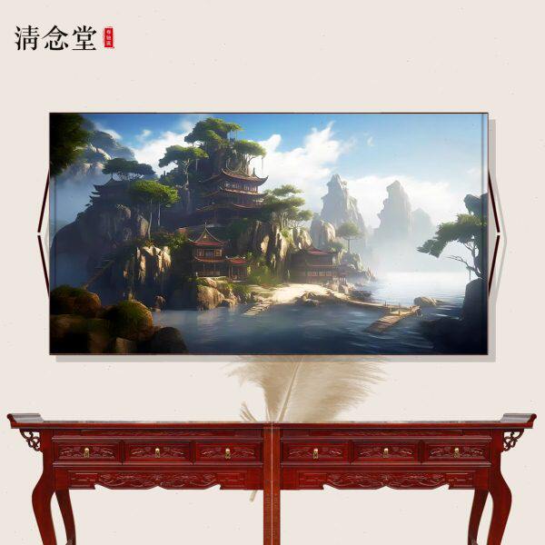 仙家挂画堂口山水画风景画无活物仙堂装饰暗堂口背景山水客厅挂画