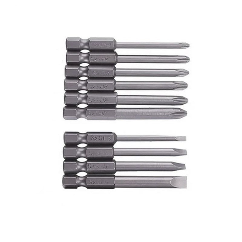 一字十字批头磁性手电钻电动螺丝刀S2钢高硬度起子头风披套装50mm