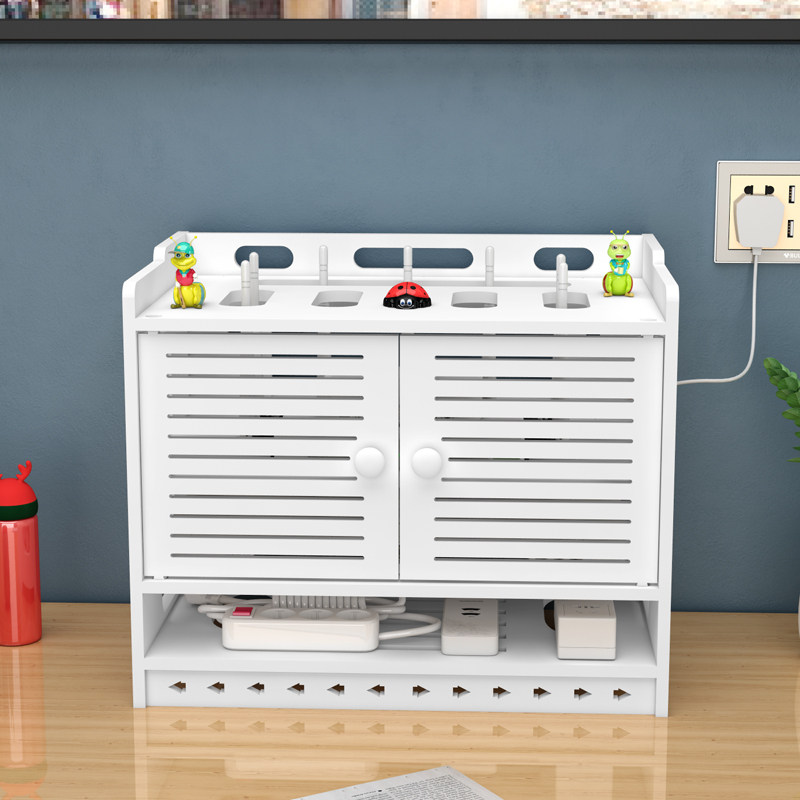 wifi电线收纳架路由器收纳盒插线板遥控器收纳免打孔机顶盒置物架