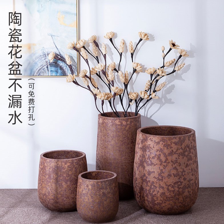 绿植北欧花盆现代简约花瓶室内植物装饰缸复古大口径陶罐陶瓷水培