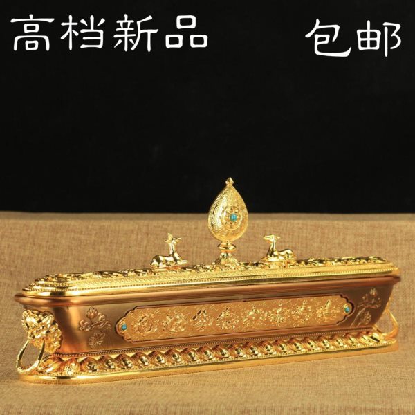 用品 非常精美 双鹿八吉祥卧香炉 线卧香炉 铜 香道香薰香具