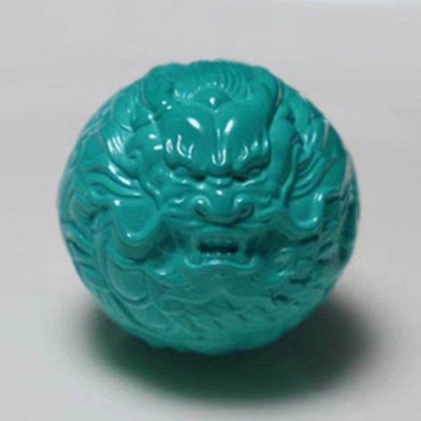 湖北绿松石高瓷蓝龙珠兽珠回纹珠祥云纹珠圆珠散珠吊坠三通配饰