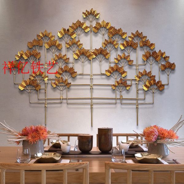 新中式铁艺树枝壁挂创意家居客厅背景墙墙面挂饰酒店会所软装壁饰