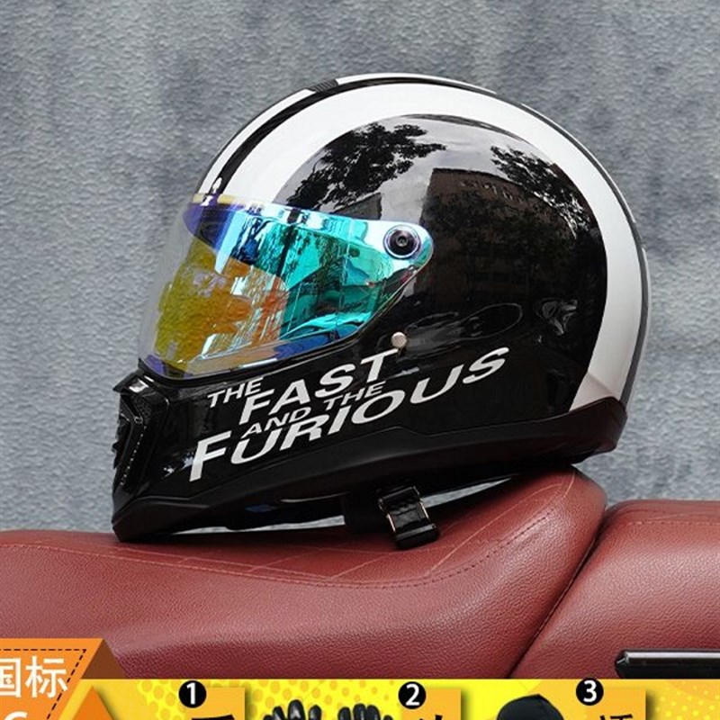 GSB新覆古机车全盔哈雷巡航摩托车头盔男女四季蓝牙槽个性帽檐踏