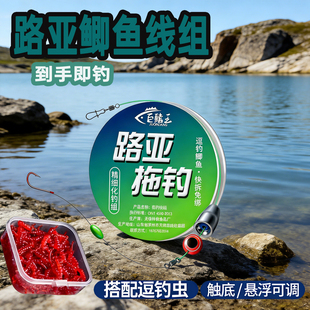 巨鳍王路亚拖钓鲫鱼线组套装绑好到手即钓触底悬浮可调逗钓线组