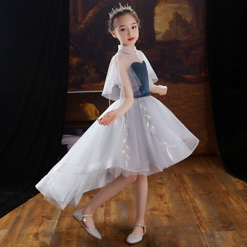 公主裙女童生日前短后q长走秀小花童儿童主持人礼服钢琴演出服夏