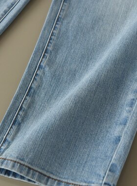 土耳其OSSiA进口面料 直筒牛仔裤九分裤水洗浅蓝深蓝