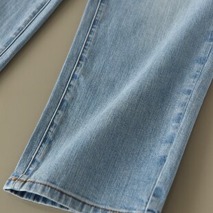 土耳其OSSiA进口面料 直筒牛仔裤九分裤水洗浅蓝深蓝