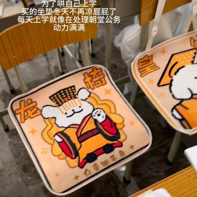 线条皇位龙椅仿羊k绒办公室坐垫老师椅子垫子初高中生学生椅垫