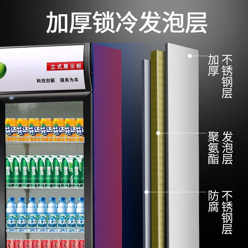 商用展示柜单门展示柜佰芯特冷柜冷藏H水柜冷藏柜保鲜柜立式饮料