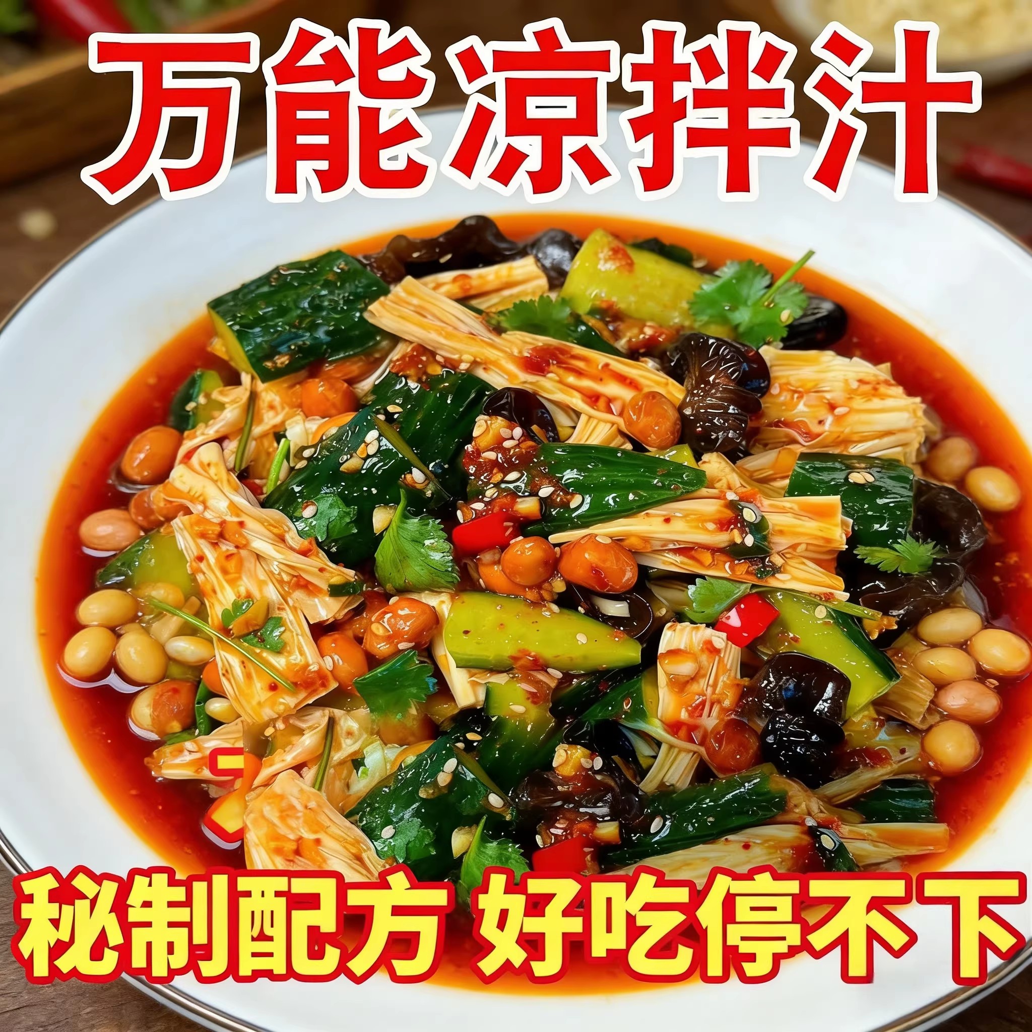 万能酸辣凉拌汁凉菜调料汁水煮菜图片