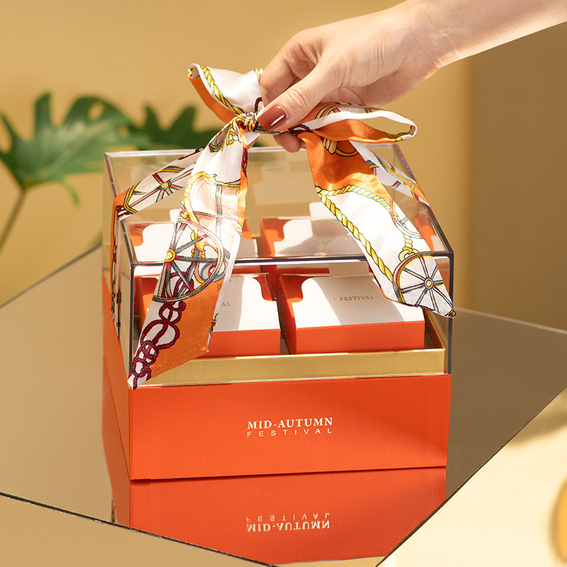 中秋月饼盒包装盒8粒透明盒礼盒双层硬盒蛋黄酥雪媚娘打包盒
