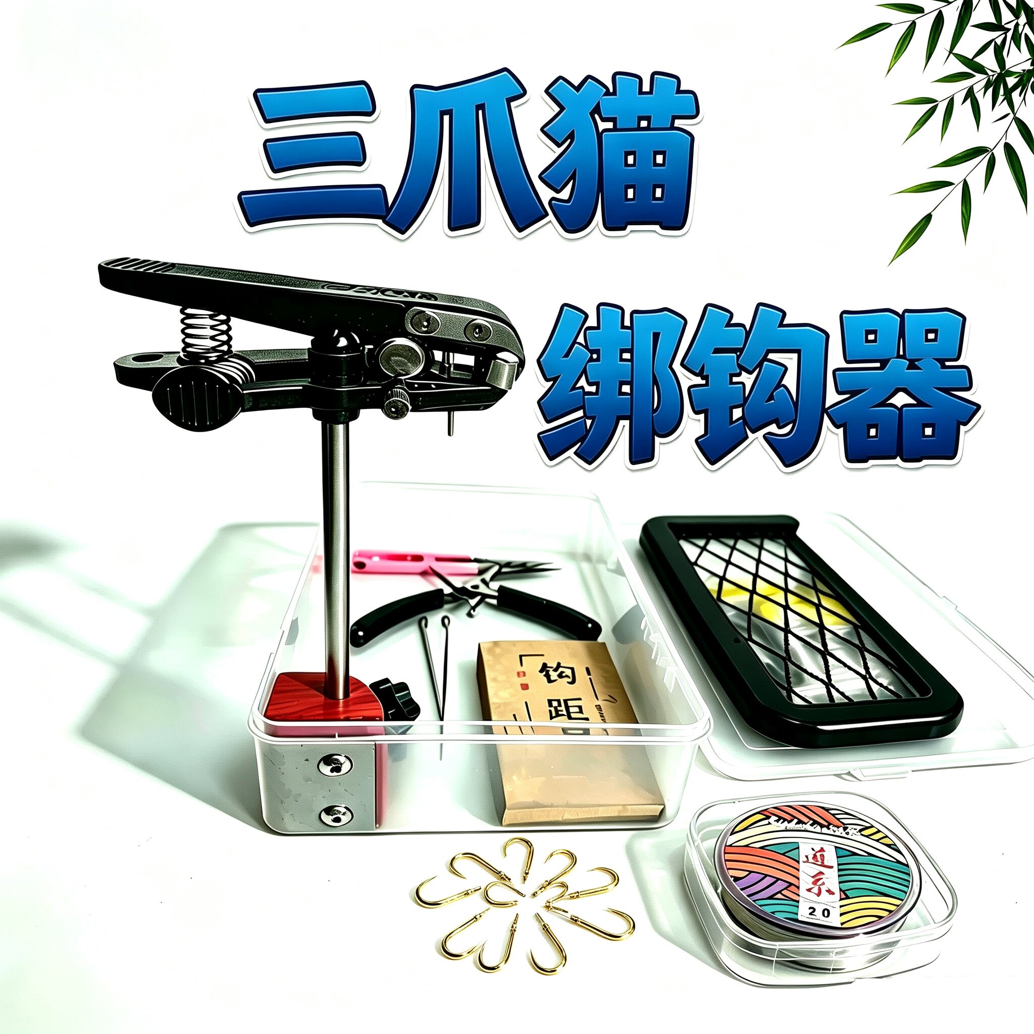 三爪猫绑钩器 绑钩神器 钓鱼工具绑钩机 便携式绑钩工具套装