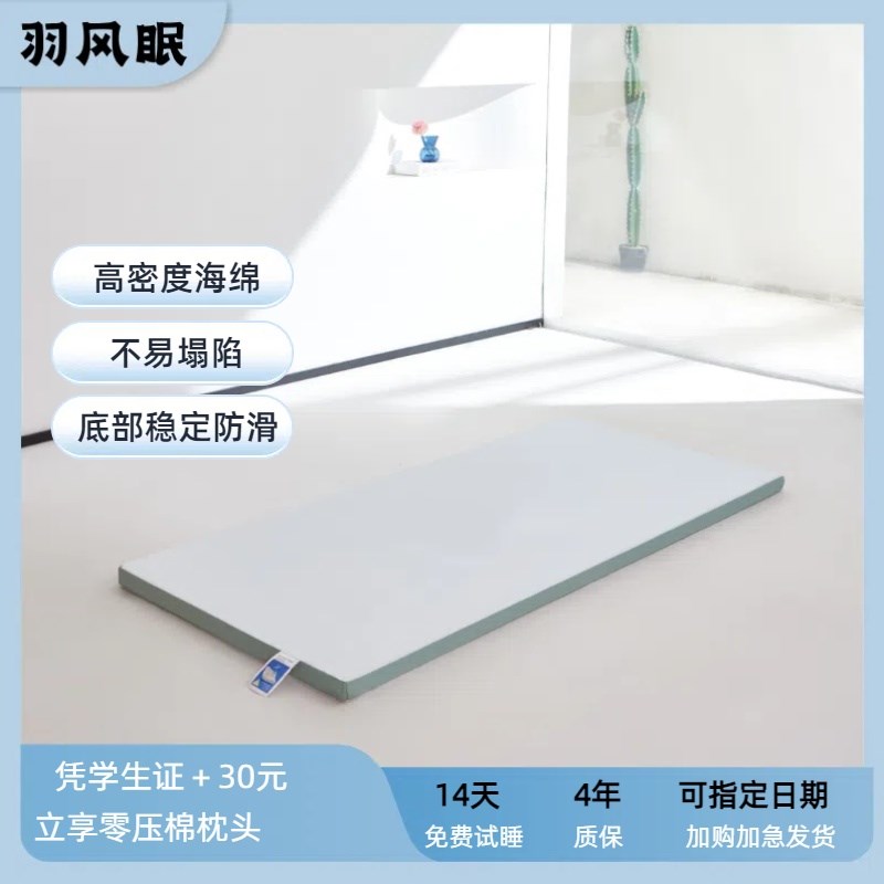 羽风眠宿舍单人i床垫不塌加厚厚款可拆卸外套防滑海绵垫27D高密度
