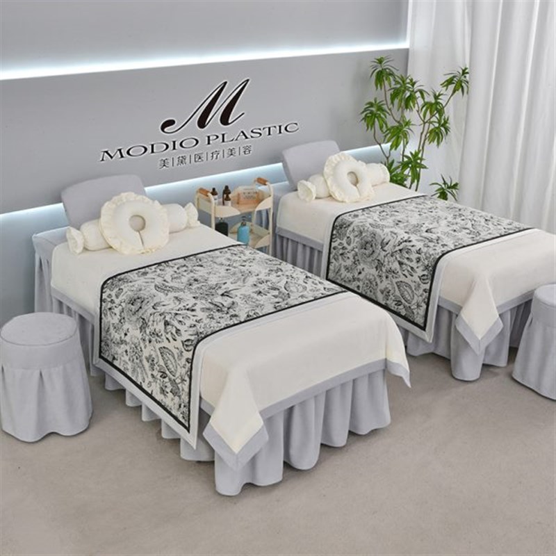 简约纯色欧式美容院床罩r床单四件套全棉小清新理疗按摩床被罩包