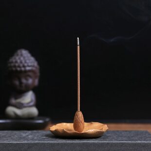 竹制荷叶莲花香插 仿古竹雕线香盒香座 禅意中式香道用品摆件香托