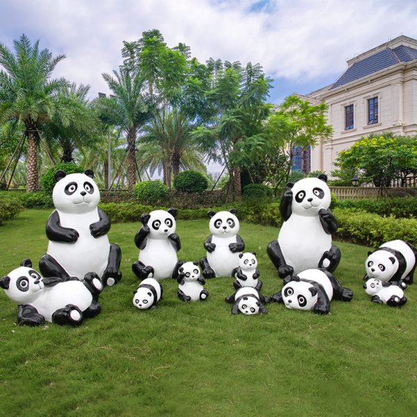户外小区玻璃钢动物大熊猫雕塑花园庭院熊猫摆件园林景观装饰小品