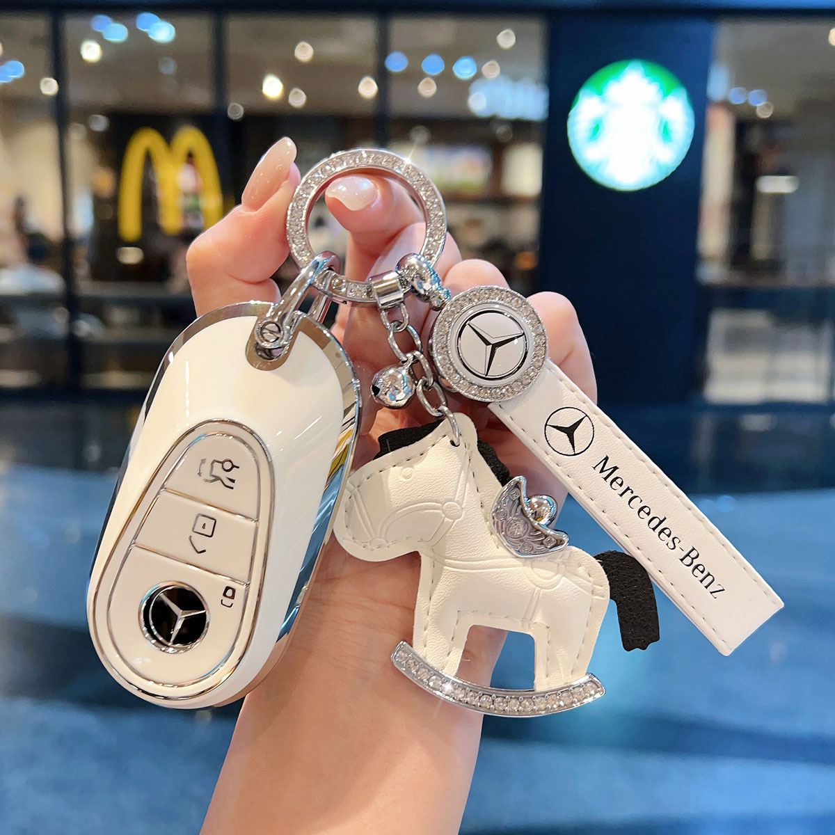 适用于25款奔驰钥匙套C级C260L女C200L壳E300L包GLC300扣S级S400L