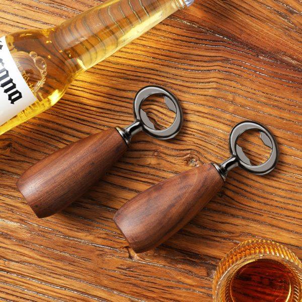 森夫黑胡桃木啤酒开瓶器起子创意家用复古不锈钢启瓶器轻奢开盖器
