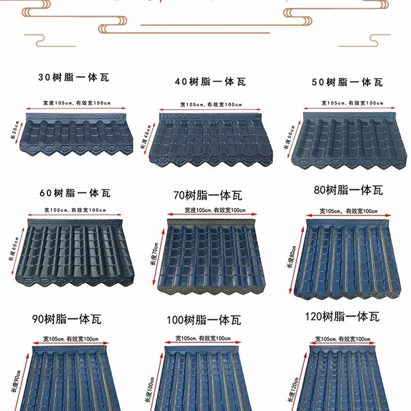 广西树脂瓦合成树脂瓦仿古一体瓦屋檐改建装饰P塑料门头围墙建筑