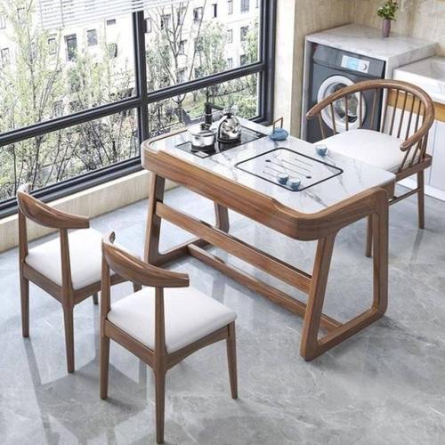 阳台实木茶桌小户型双人茶桌椅一体茶台组合功夫茶几新中式茶台桌