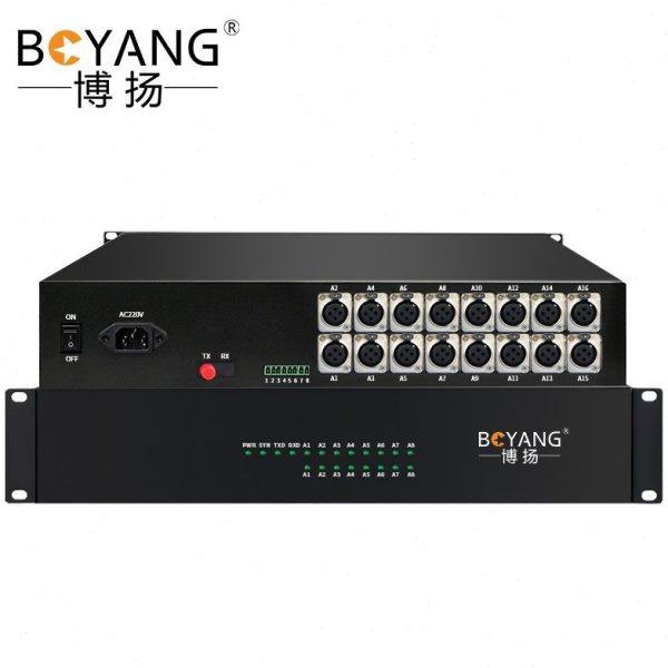 博扬 16路卡侬音频光端机演播广电级 卡农头平衡音频光纤延长器8
