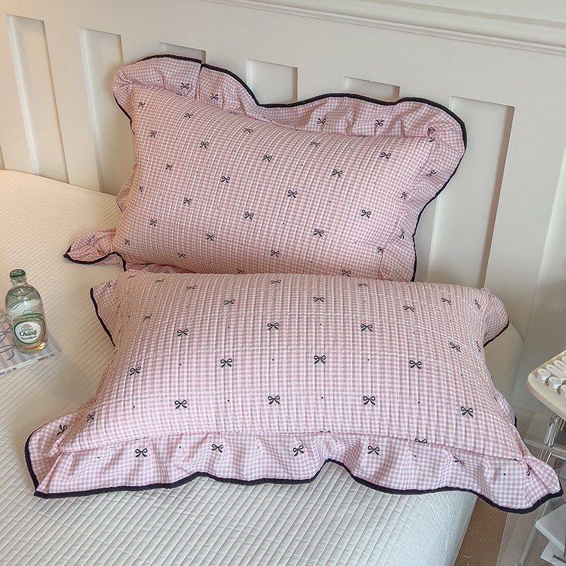 韩式花边a针织棉夹棉枕头套一对装2025新款整头枕芯内胆套48x74cm