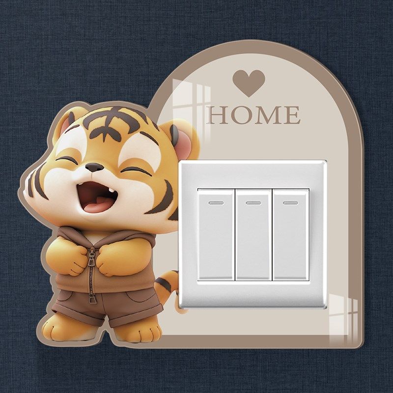 卡通开关墙贴家用个性防脏遮丑贴3d立体亚克力墙洞遮挡插座边框套