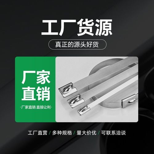 自锁式304不锈钢扎带7.9宽船用设备固定白钢金属防腐束线带耐高温