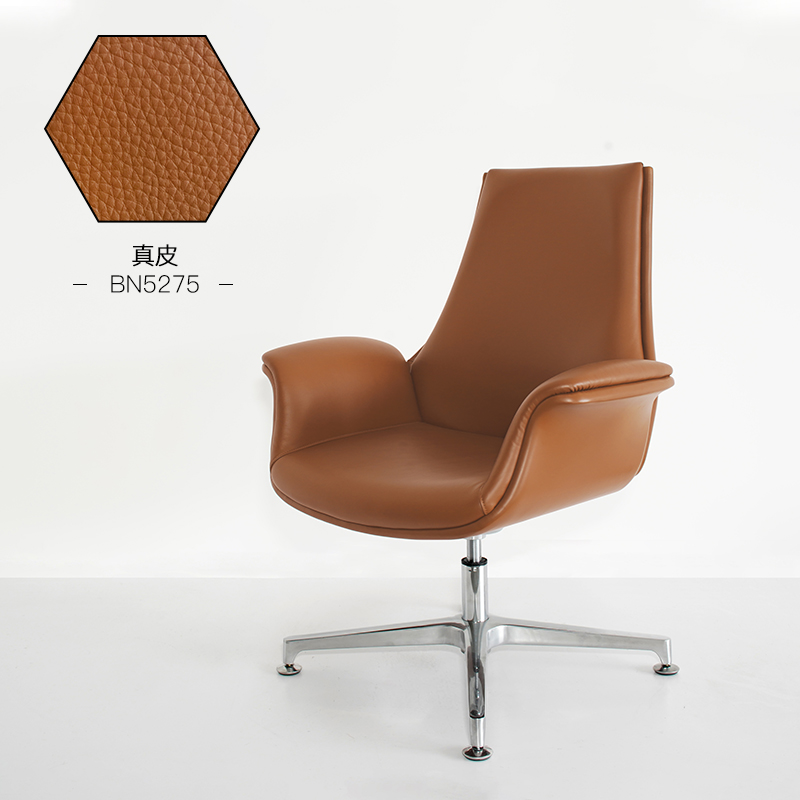 工业风棕色真皮总裁办公椅老板会议椅F西皮高档牛皮椅靠背大班椅