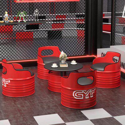 油桶桌椅工业风油桶椅聚谦隆沙发公酒吧卡座奶店办室休息区桌铁艺