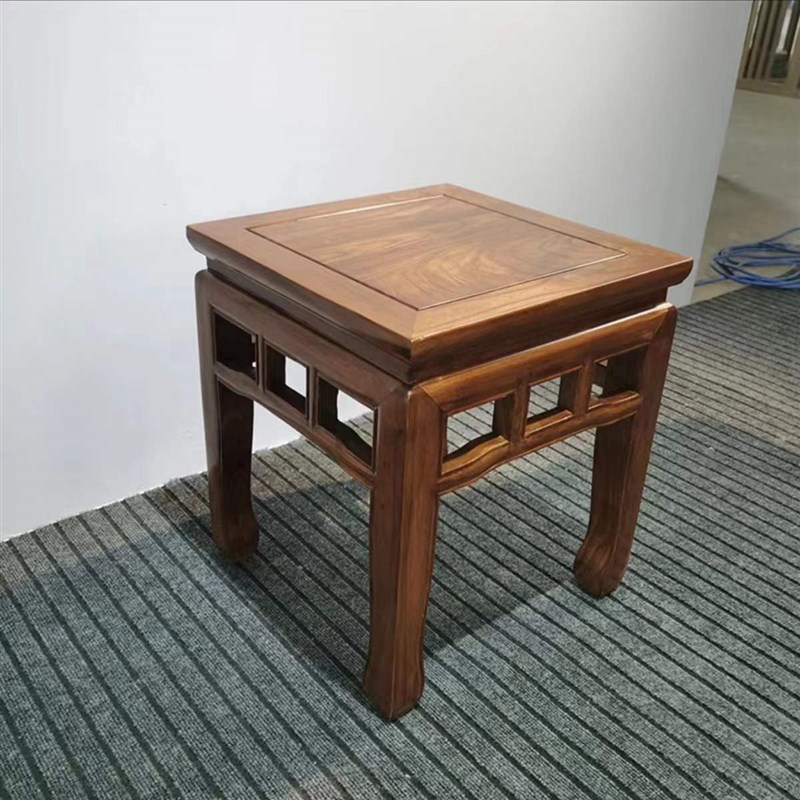 纯实木方桌八仙桌长o方桌农村雕花明清中式北方老榆木餐桌四方桌