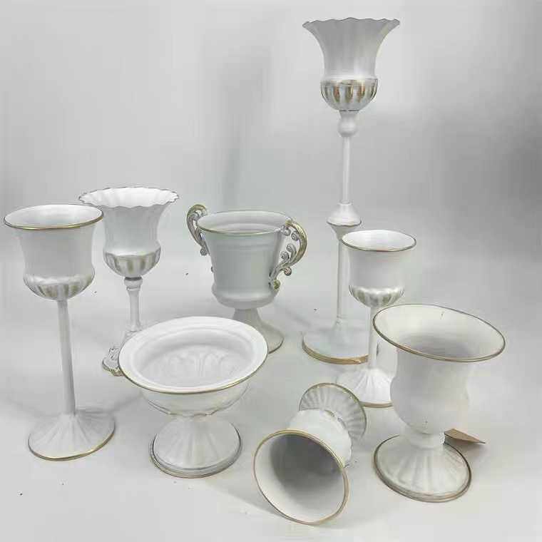 欧式白色花器花瓶插花花艺瓶子做旧宴会摄影拍照婚礼宴席装饰摆件