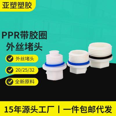 ppr给水系列精品PPR带胶圈外丝堵头4分胶圈垫堵头堵塞丝堵