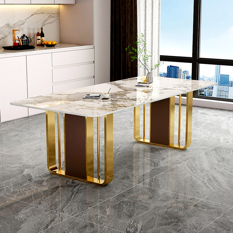 意式轻奢不锈钢桌腿桌脚桌架支架定制大理石岩板餐桌桌腿金属底座