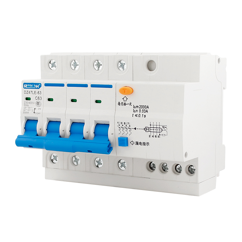 三相四线漏电保护器DZ47LE-63-6a空气开关O断路器家用配电保护开