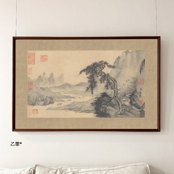 桔子格调 松溪清眺图 马远风景书房新中式茶室客厅卧室挂画装饰画