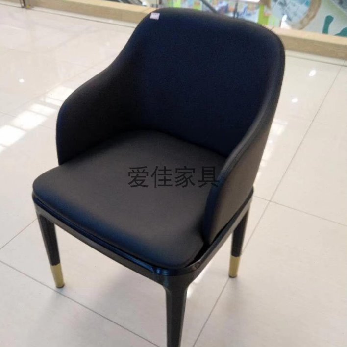 爱佳家具 餐椅简约现代仿实木 酒店咖啡 西餐厅 八角椅软包皮椅