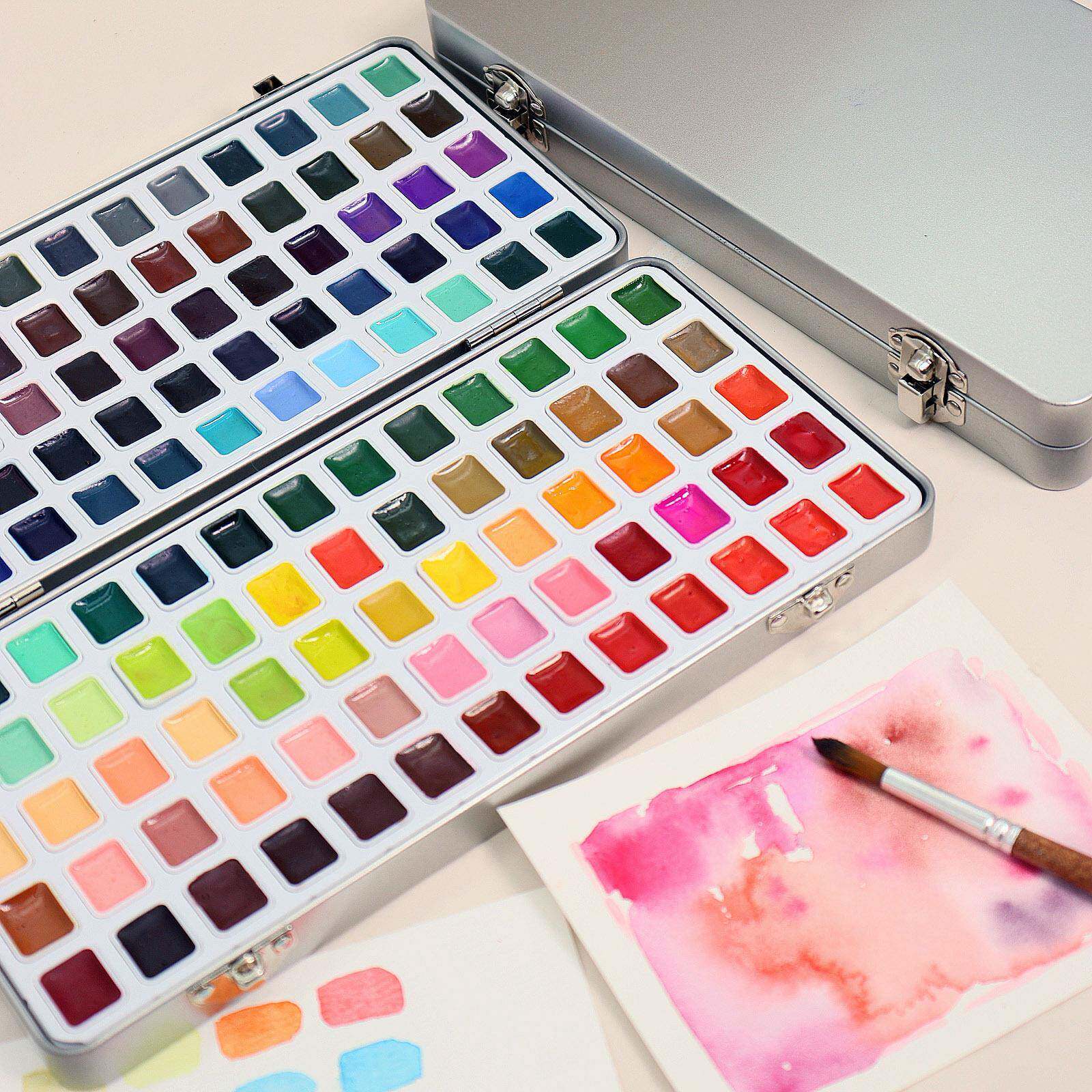 诗色水彩纯色学生级130色全免调色固体多色绘画美甲水彩1ml