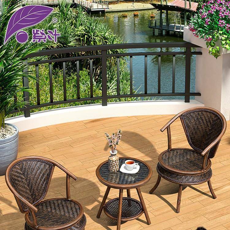 藤椅三件套阳台休闲藤编室外庭院欧式一桌两椅组合迷你小桌椅