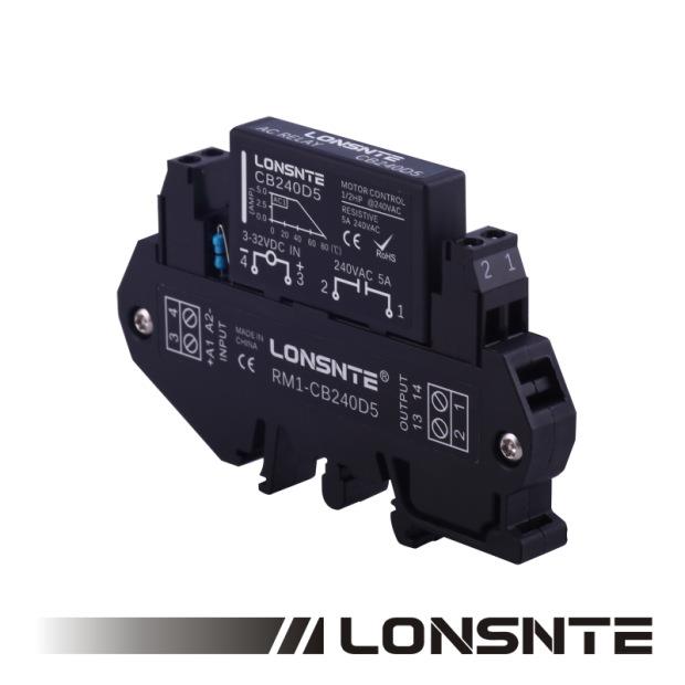 LONSNTE蓝石固态继电器RM1-CB380D3交流380VAC3A导轨模组超薄SSR