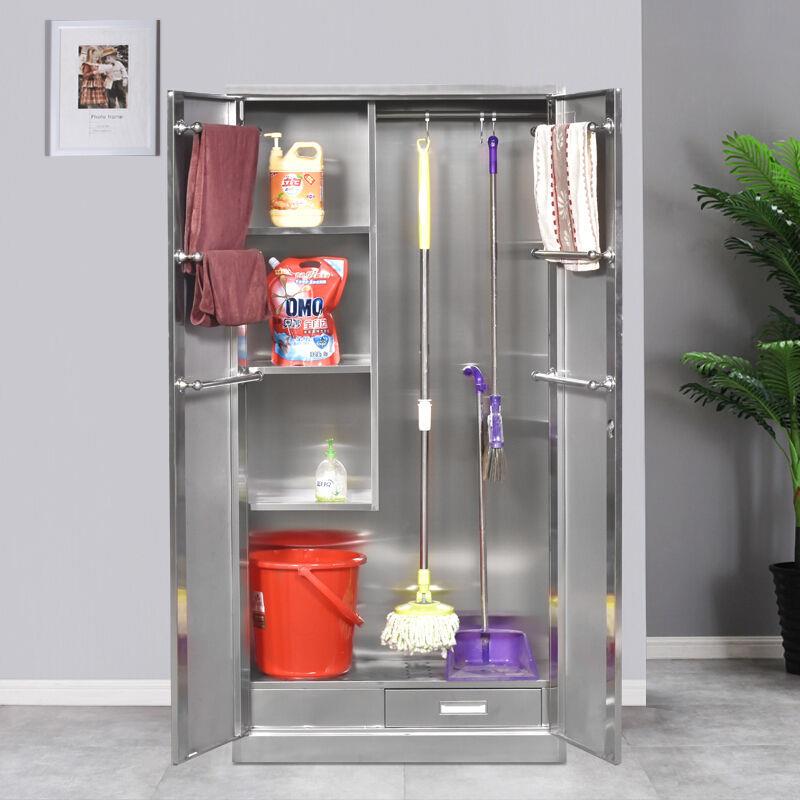 不锈钢清洁柜阳台拖把扫把柜工具收纳柜学校保洁柜防锈储物柜